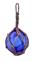 Boule de chalut décorative en verre et cordage tressé 15cm Bleu marine