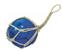 Boule de chalut décorative en verre et cordage tressé 10cm Bleu marine