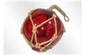 Boule de chalut décorative rouge en verre et cordage tressé 15cm Rouge