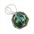 Boule de chalut décorative verte en verre et cordage tressé 7.5cm Vert