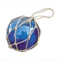 Boule de chalut décorative en verre et cordage tressé 12.5cm Bleu marine