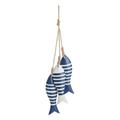 Guirlande décorative de 3 poissons en bois peints et corde en chanvre 37 x 4.70 x 3.90 cm