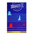 Drap de plage BREST 2024 tricolore 100% coton 100 x 180 cm. Collection Fêtes Maritimes.