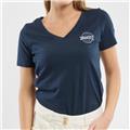 T-shirt col V femme officiel BREST 2024 manches courtes couleur navy. Collection Fêtes Maritimes.