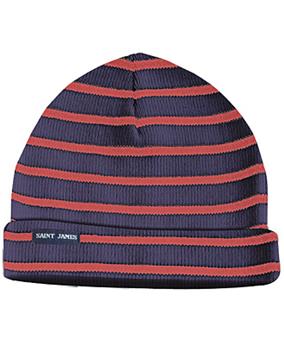 Bonnet de quart rayé en pure laine vierge SAINT JAMES Taille unique - Navy/Médoc