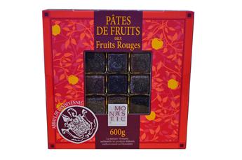 Pâtes de fruits artisanales bretonnes aux fruits rouges (cassis, fraise, abricot et pamplemousse) de l’Abbaye de Landévennec 600g