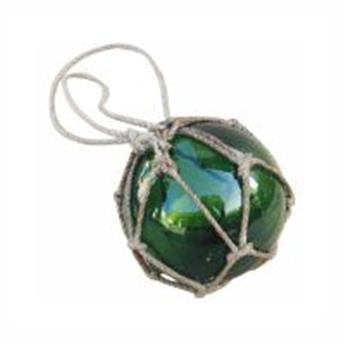 Boule de chalut décorative verte en verre et cordage tressé 7.5cm Vert