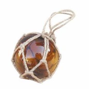 Boule de chalut décorative en verre et cordage tressé 7.5cm Ambre