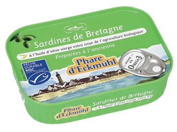 SARDINES A L´HUILE D´OLIVE BIO 135G PHARE D´ECKMUHL