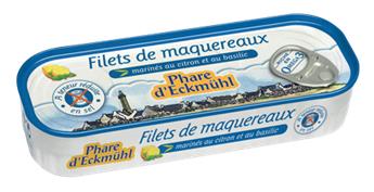 FILETS MAQUEREAUX MARINADE CITRON BASILIC BIO REDUITE SEL 130G PHARE D´ECKMUHL