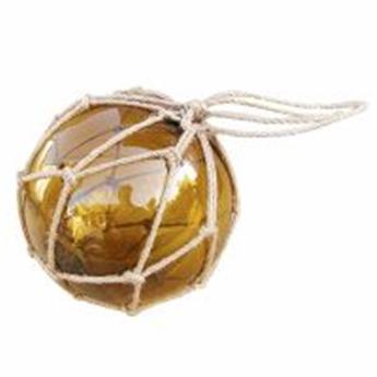 Boule de chalut décorative en verre et cordage tressé 15cm Ambre