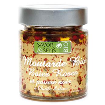 MOUTARDE BIO BAIES ROSES ET POIVRE NOIR 130G