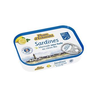 SARDINES SANS HUILE CITRON BIO REDUITE EN SEL 115G PHARE D´ECKMUHL