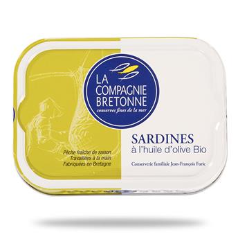 Sardines confites à l´huile d´olive bio extra vierge LA COMPAGNIE BRETONNE 115g