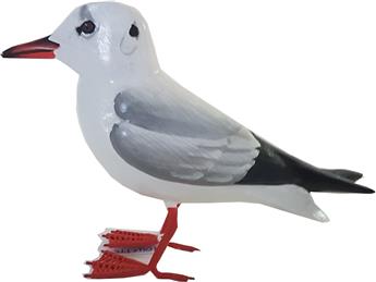 Oiseau en bois peint et fer forgé MOUETTE RIEUSE 15cm