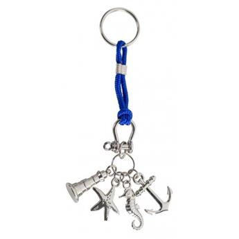 PORTE CLE POISSON PAMPILLES CORDAGE BLEU