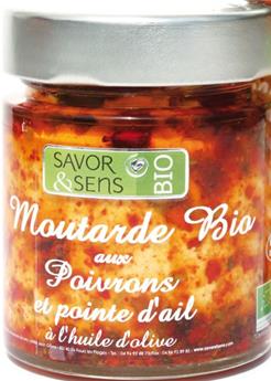 MOUTARDE BIO SAVEUR POIVRONS ET POINTES D´AIL 130G