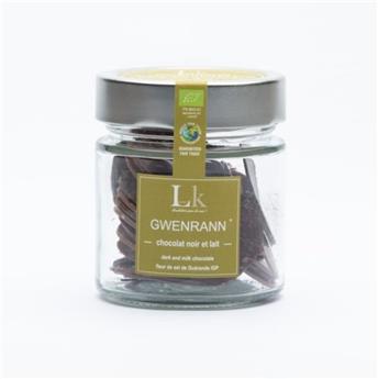 GWENRANN MIX NOIR ET LAIT disque fin de chocolat noir 70% lait 46% à la fleur de sel 75G