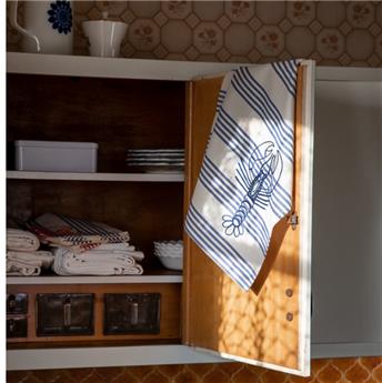 TORCHON 50 x 72 cm TOILE A MATELAS RAYEE BLEU  HOMARD BLEU