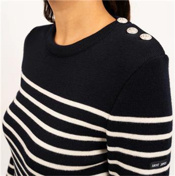 Pull marin rayé Marée ajusté en maille de laine SAINT JAMES Navy/Ecume